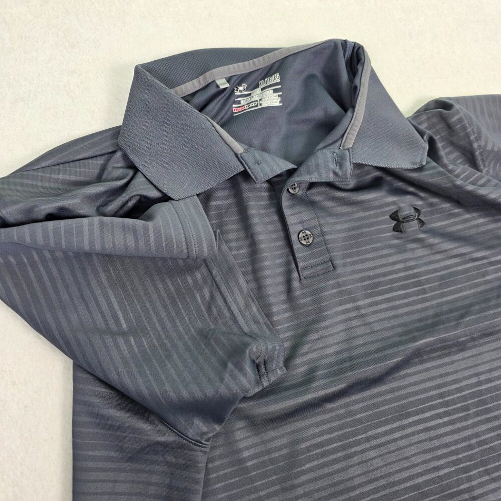 Under‎ Armour XL Gray HeatGear Striped Polo